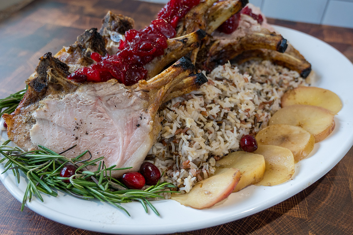 Roast Pork With Bone In Recipe HerbStuffed Pork Roast with Mustard Gravy, Recipe from